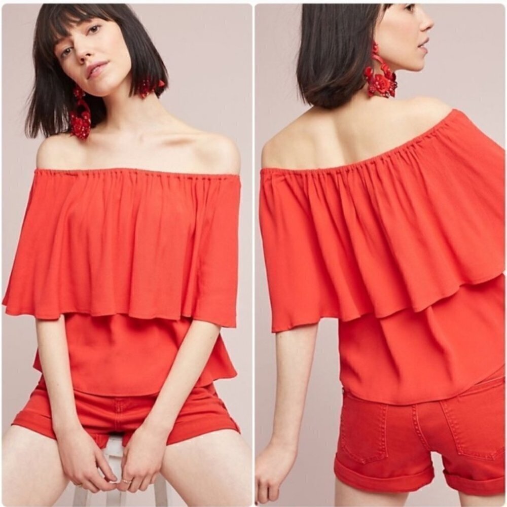 NWT Anthropologie Holding Horses Off Shoulder Ruffle Top